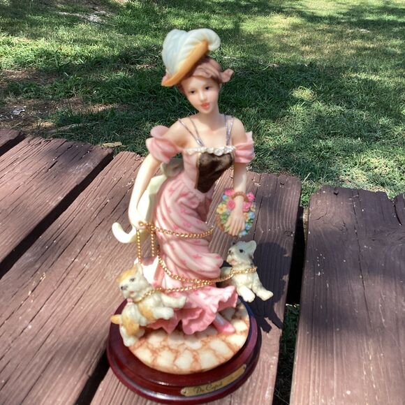 D Capoli Collection Porcelain Figurine Lady with Dogs and Flowers Collectible - Picture 3 of 6